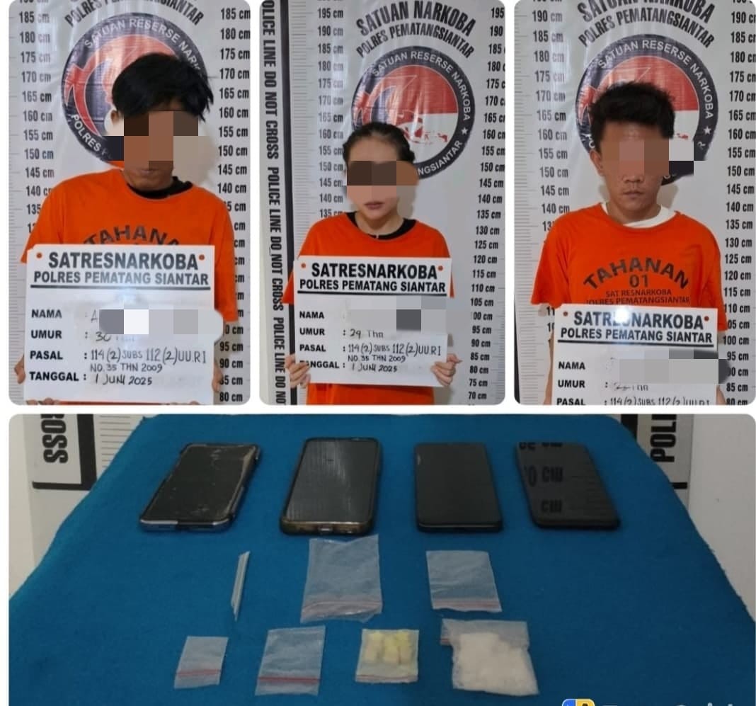 Tiga pengedar narkoba yang ditangkap dari Perumahan DL Sitorus.