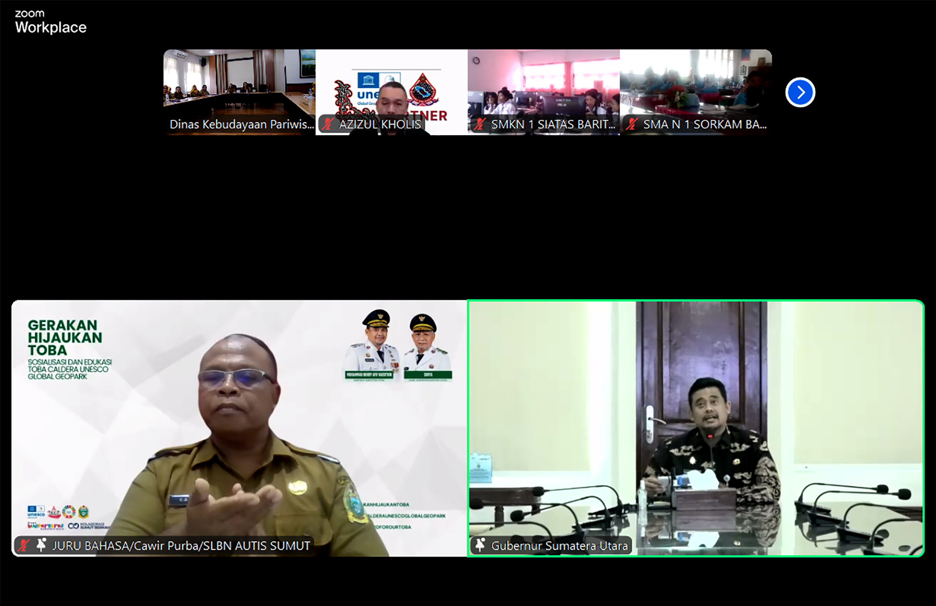Gubernur Sumatera Utara (Sumut) Bobby Afif Nasution pada kegiatan Sosialiasi dan Edukasi Toba Caldera UNESCO Global Geopark, yang digelar Dinas Kebudayaan Pariwisata dan Ekonomi Kreatif Sumut.