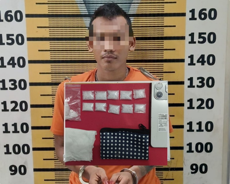 Pelaku berinisial IHS yang ditangkap Sat Resnarkoba Polres Tebingtinggi.