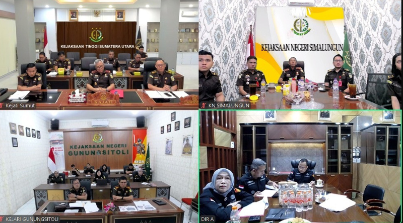Rapat Kejari Simalungun dan Kejatisu serta beberapa Kejari membahas pengajuan penyelesaian kasus melalui restorative justice.