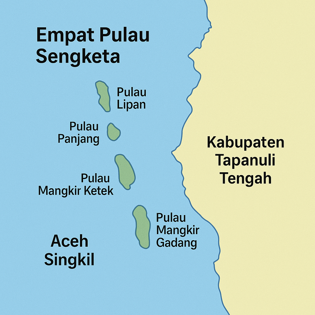 Sengketa 4 pulau antara Sumut dan Aceh.