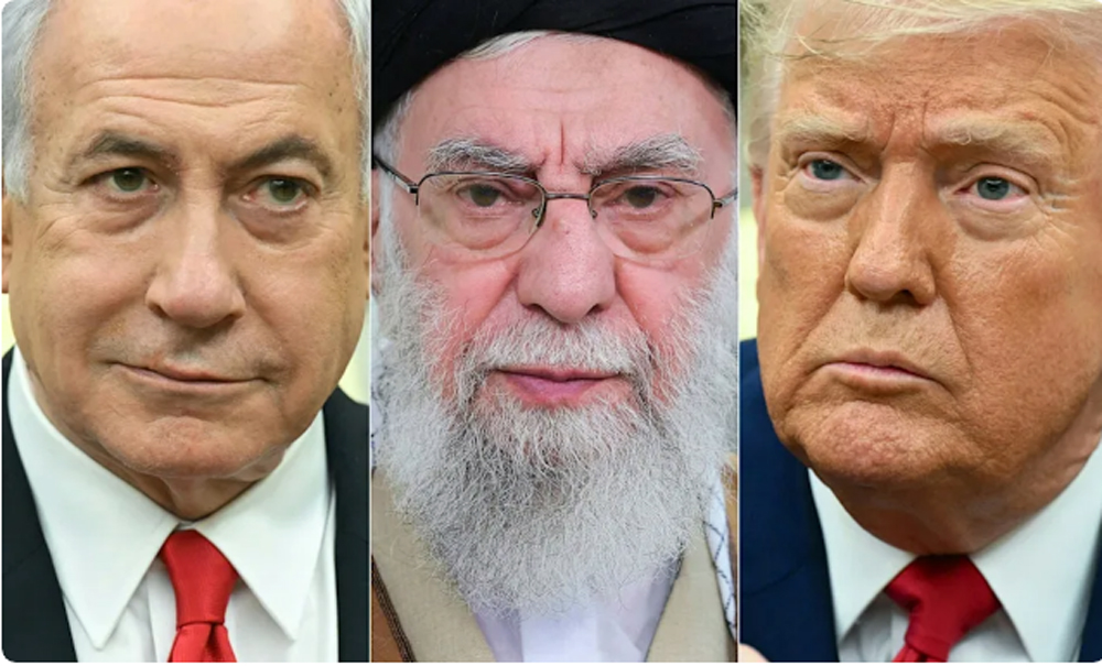 Perdana Menteri Israel Benjamin Netanyahu, Pemimpin Iran Ayatollah Ali Khamenei, Presiden Donald J. Trump.