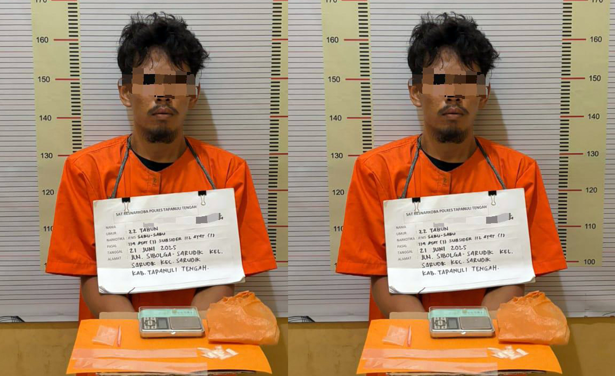 SAH berikut barang bukti sabu di Polres Tapteng.