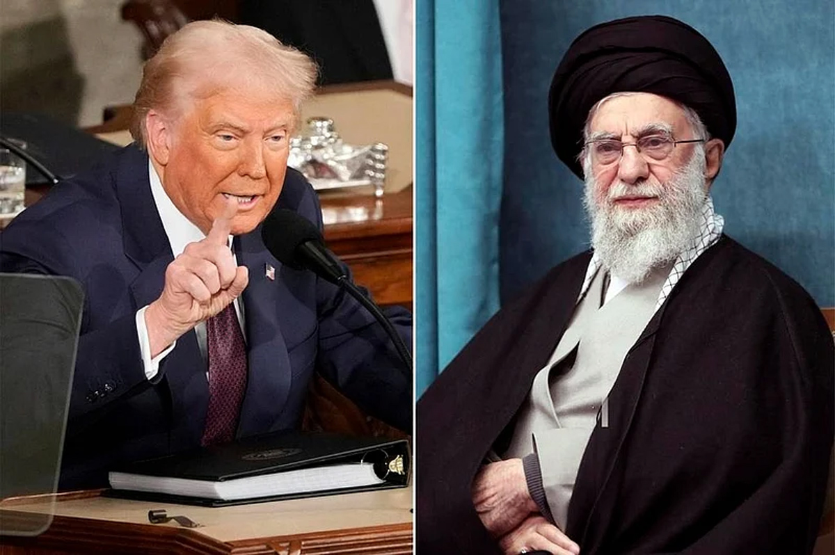Presiden AS Donald Trump dan pemimpin Iran Ayatollah Ali Khamenei .