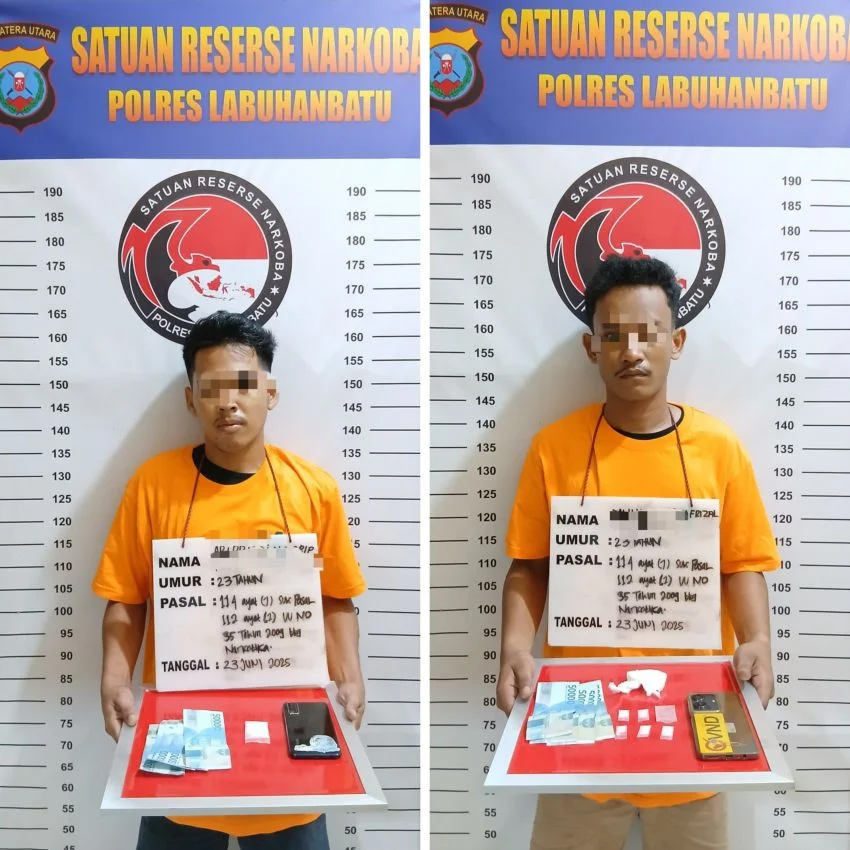 Polres Labuhanbatu menangkap 2 pemuda yang diduga terlibat peredaran Narkoba.