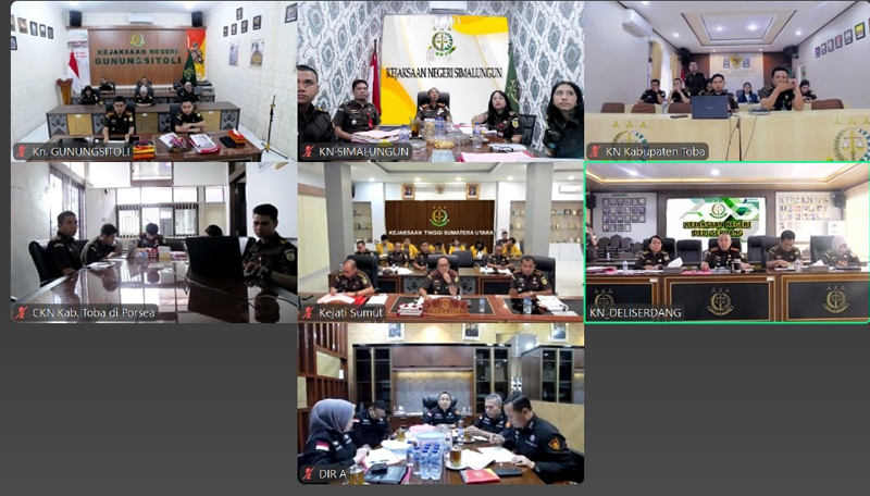 Rapat penyelesaian kasus melalui RJ antara Kejari Simalungun dan Kejatisu, Rabu (2/7).