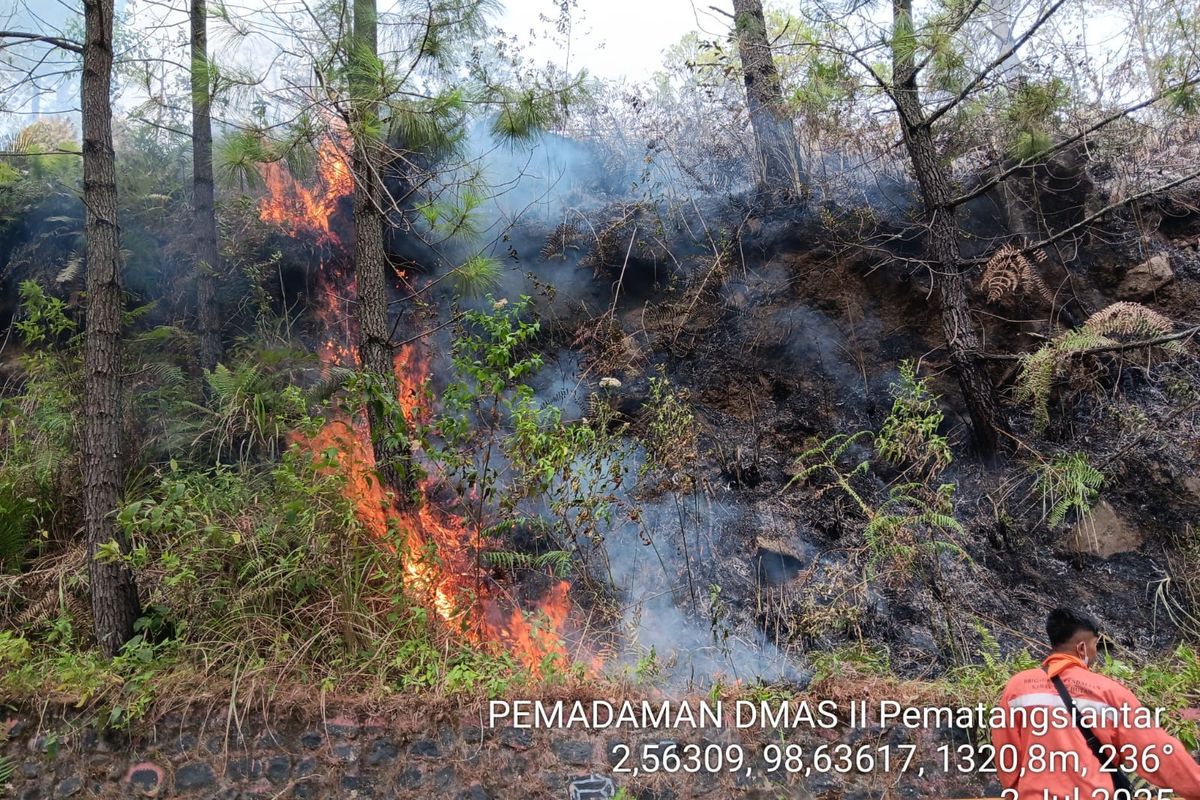 Tim gabungan berjibaku padamkan kebakaran hutan di Samosir yang telah melalap lebih dari 100 hektare lahan.