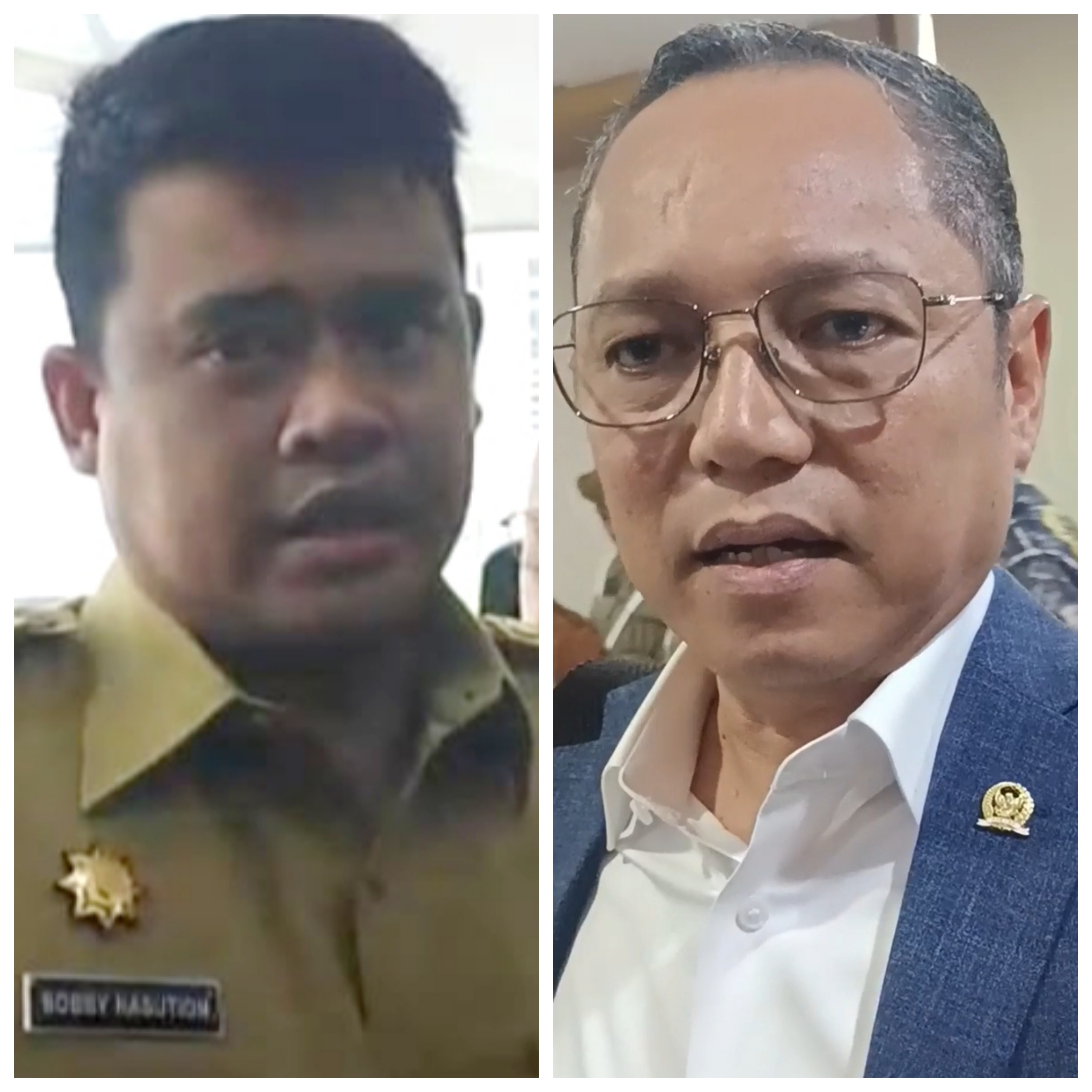 Kolase foto Anggota Komisi II DPR, Deddy Sitorus (kanan) dan Gubernur Sumut, Bobby Nasution.