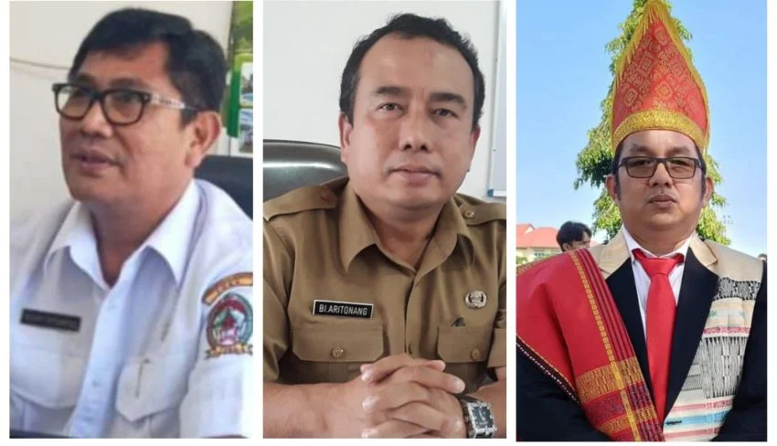 Tiga kandidat yang lolos seleksi terbuka untuk jabatan Sekda Taput yakni, dari kiri Drs Henry Maraden Masista Sitompul MSi, Binhot Isak Aritonang SSos MSi dan Johannes Hanzen Saruksuk ST MT.