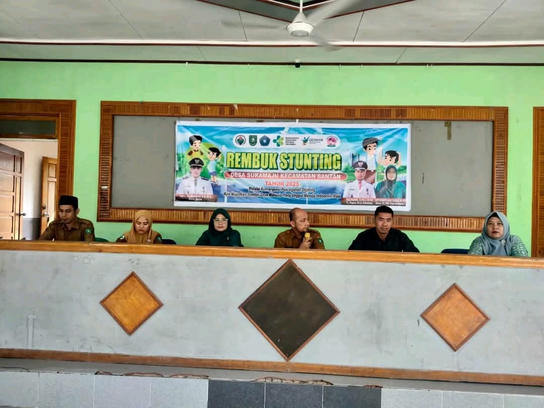 Pemerintah Desa Sukamaju, Kecamatan Bantan, Kabupaten Bengkalis, menggelar Rembuk Stunting Tingkat Desa Tahun 2025 pada Senin (7/7/2025) di Aula Kantor Desa Sukamaju.