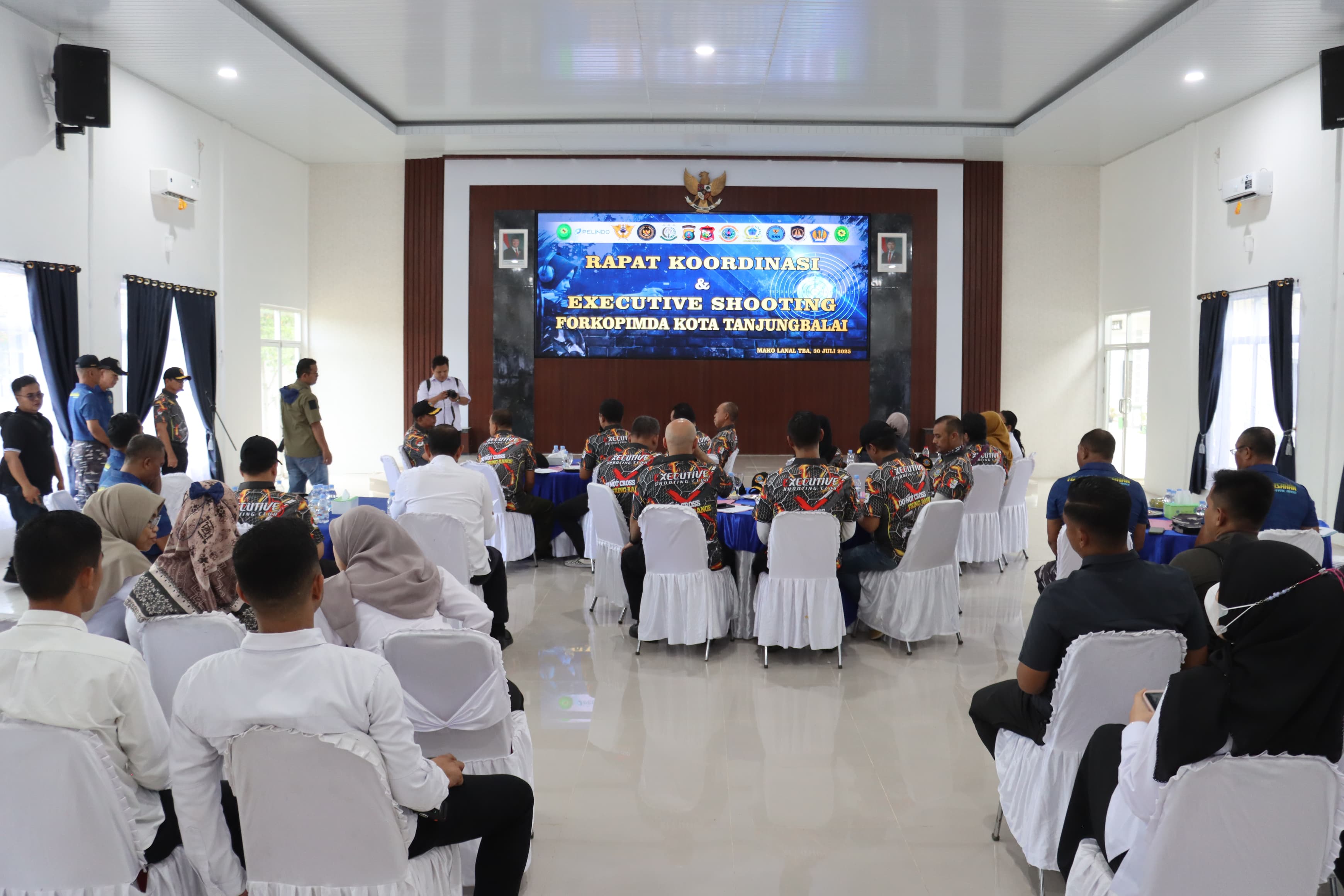 Rapat Koordinasi dan Executive Shooting Forkopimda Kota Tanjungbalai di Mako Lanal TBA, Asahan, Rabu (30/7).