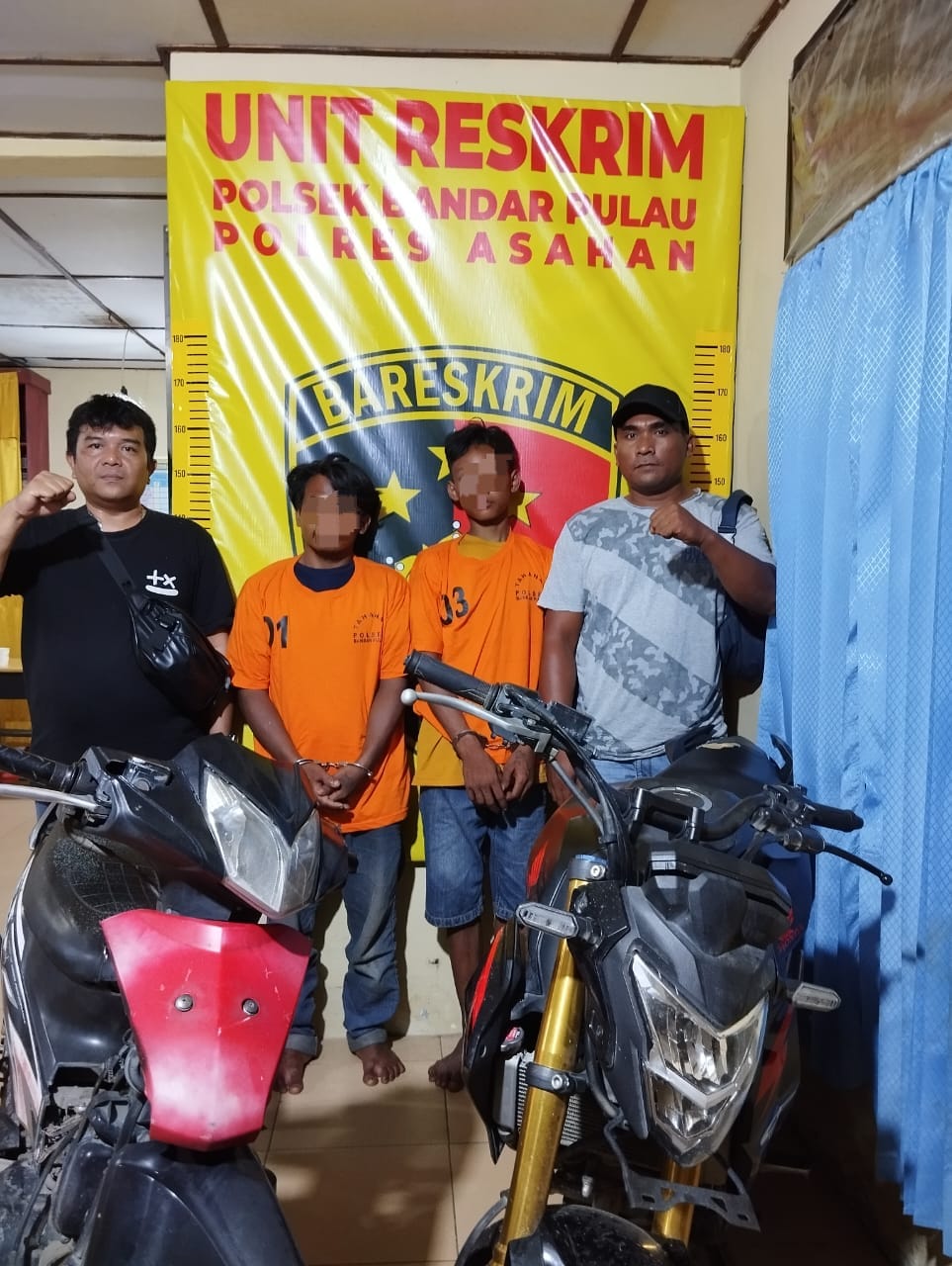 Unit Reskrim Polsek Bandar Pulau, Polres Asahan, berhasil menangkap dua pelaku curanmor hanya dalam waktu kurang dari 1 x 24 jam setelah menerima laporan warga.