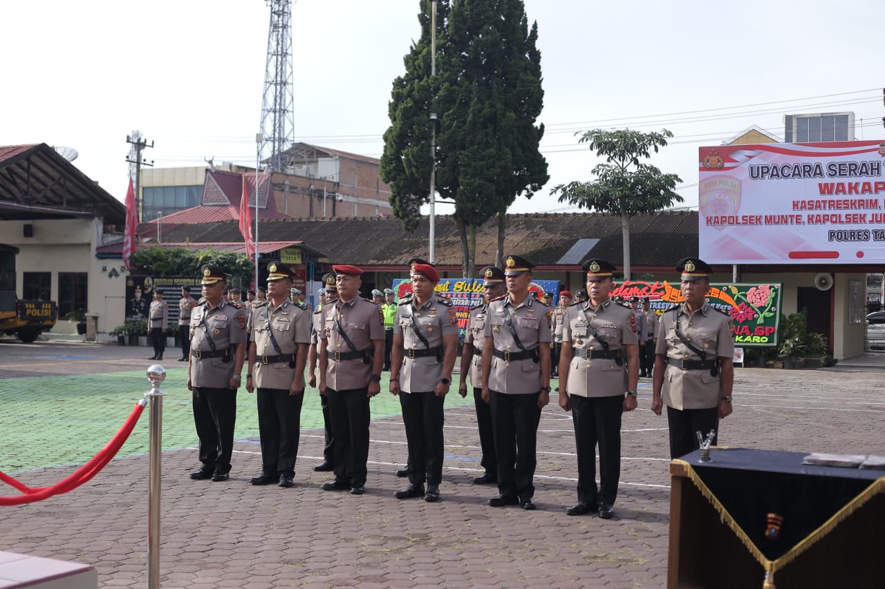 Ssertijab di Polres karo dipimpin Kapolres Tanah Karo AKBP Eko Yulianto, dalam upacara yang digelar di halaman Mapolres pada Selasa pagi, (5/8/2025).