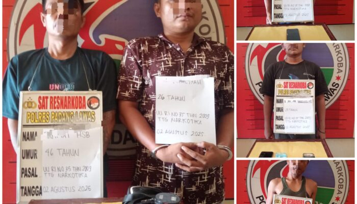 Polres Palas meringkus 1 bandar, 3 pengedar dan 1 kurir di waktu dan lokasi berbeda.