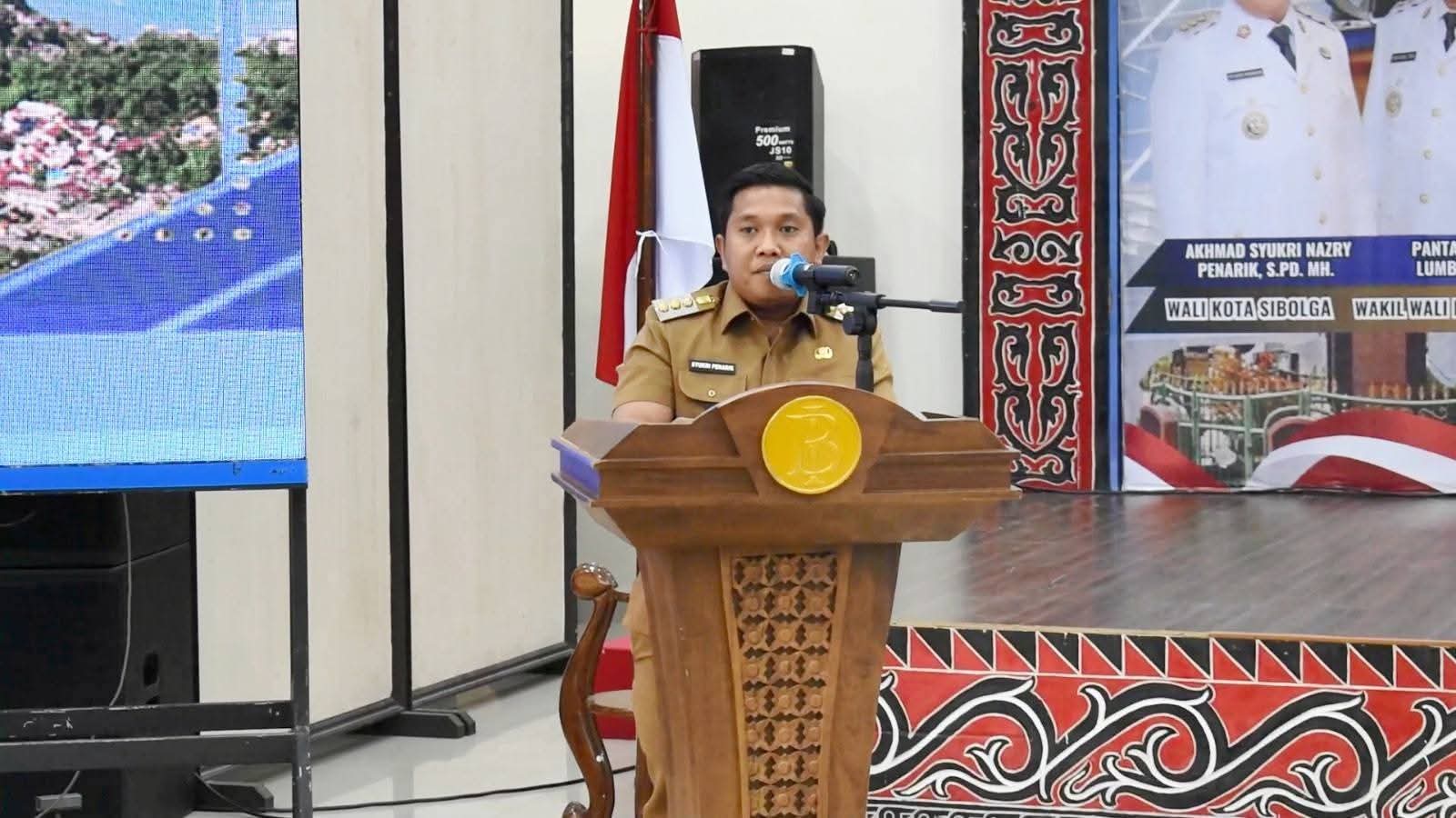 Wali Kota Sibolga Akhmad Syukri Nazry Penarik saat membuka Musrenbang RPJMD 2025&ndash;2029.