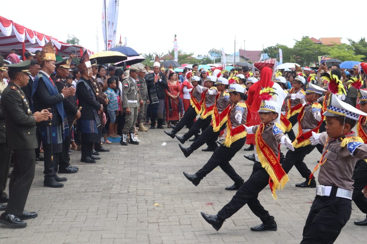 Penampilan Pocil binaan Polres Simalungun di peringatan HUT ke-80 Kemerdekaan RI.
