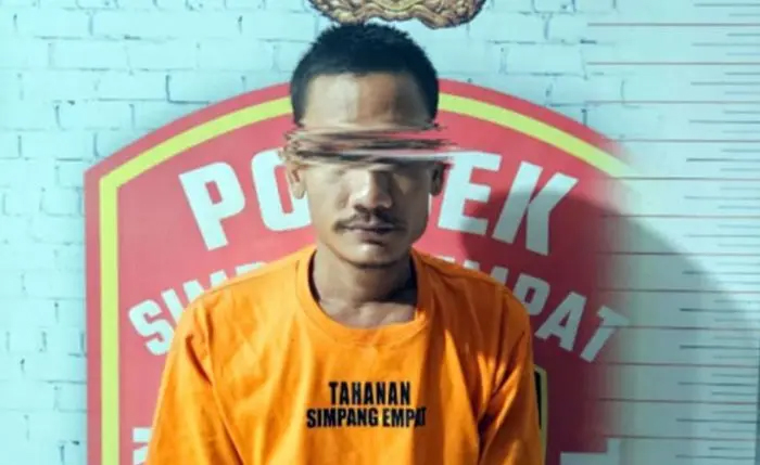 Tersangka A alias Bodong (29) ditangkap Polsek Simpang Empat terkait kasus pencurian 50 lembar seng dan 3 gerobak di Asahan.