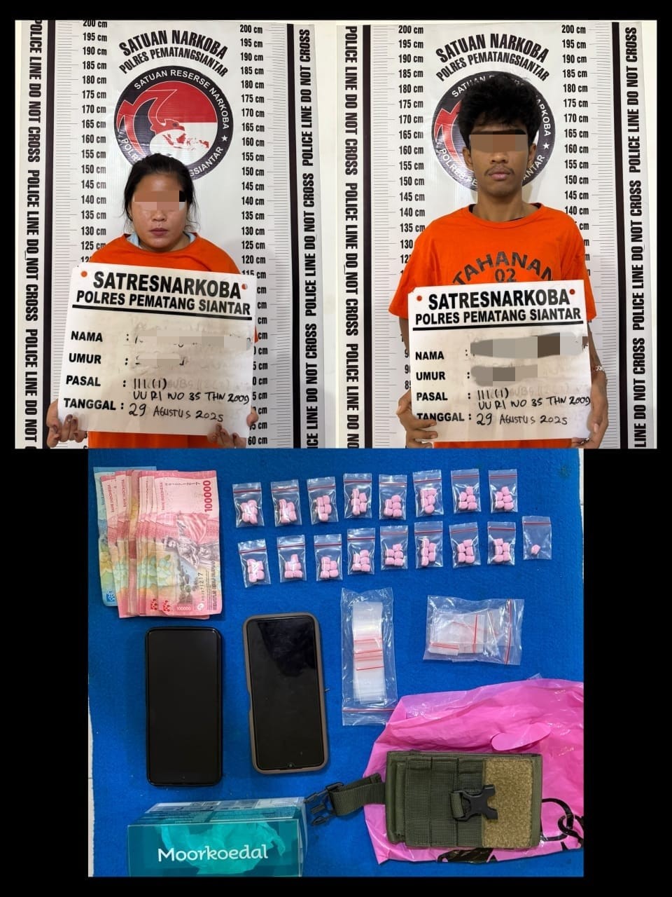 Dua pemuda diciduk Sat Narkoba Polres Pematangsiantar dari kos Base Camp bersama 81 butir pil ekstasi.