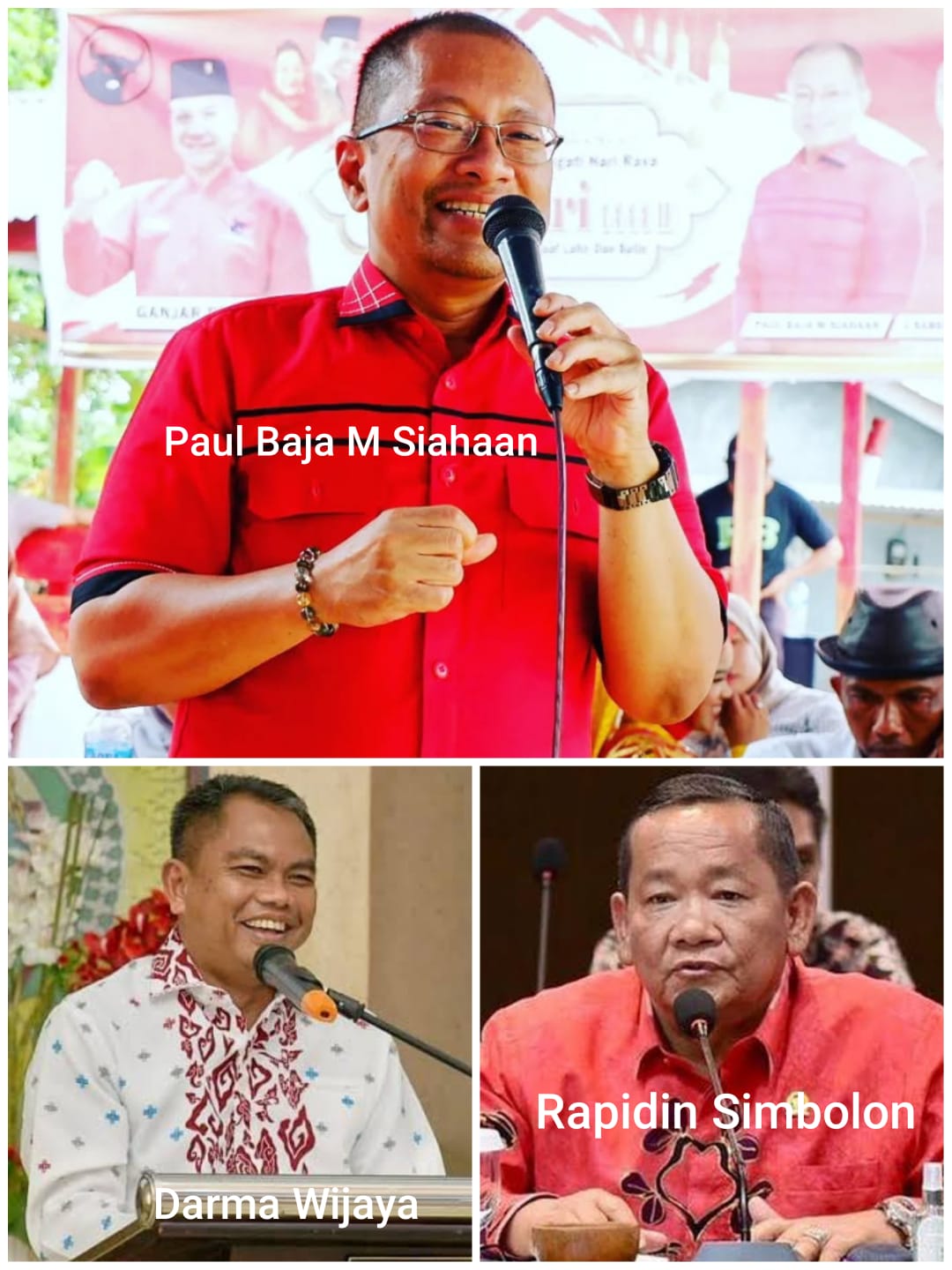 Rapidin Simbolon, Darma Wijaya, dan Paul Baja M Siahaan disebut-sebut sebagai kandidat kuat sebagai Ketua PDIP Sumut periode mendatang berdasarkan hasil penjaringan internal partai.