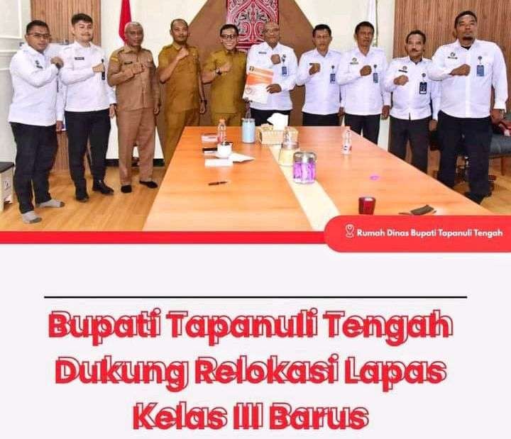 Bupati Tapanuli Tengah Masinton Pasaribu bersama Kepala Lapas Kelas III Barus Binur Sitanggang dan jajaran saat membahas rencana relokasi Lapas.
