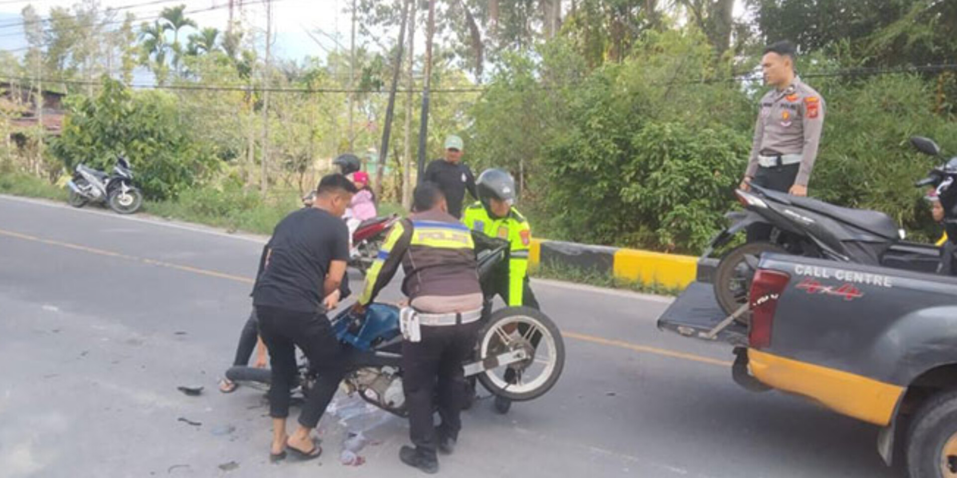 Lokasi kecelakaan di Desa Hutanamora, Kecamatan Pangururan, Kabupaten Samosir, yang menewaskan seorang remaja perempuan berusia 15 tahun.