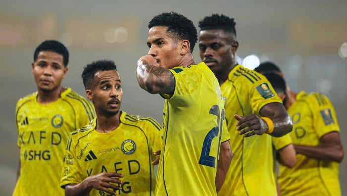 Al Nassr rayakan gol ke gawang Jeddah di laga King&rsquo;s Cup 2025/2026 tanpa kehadiran Cristiano Ronaldo.