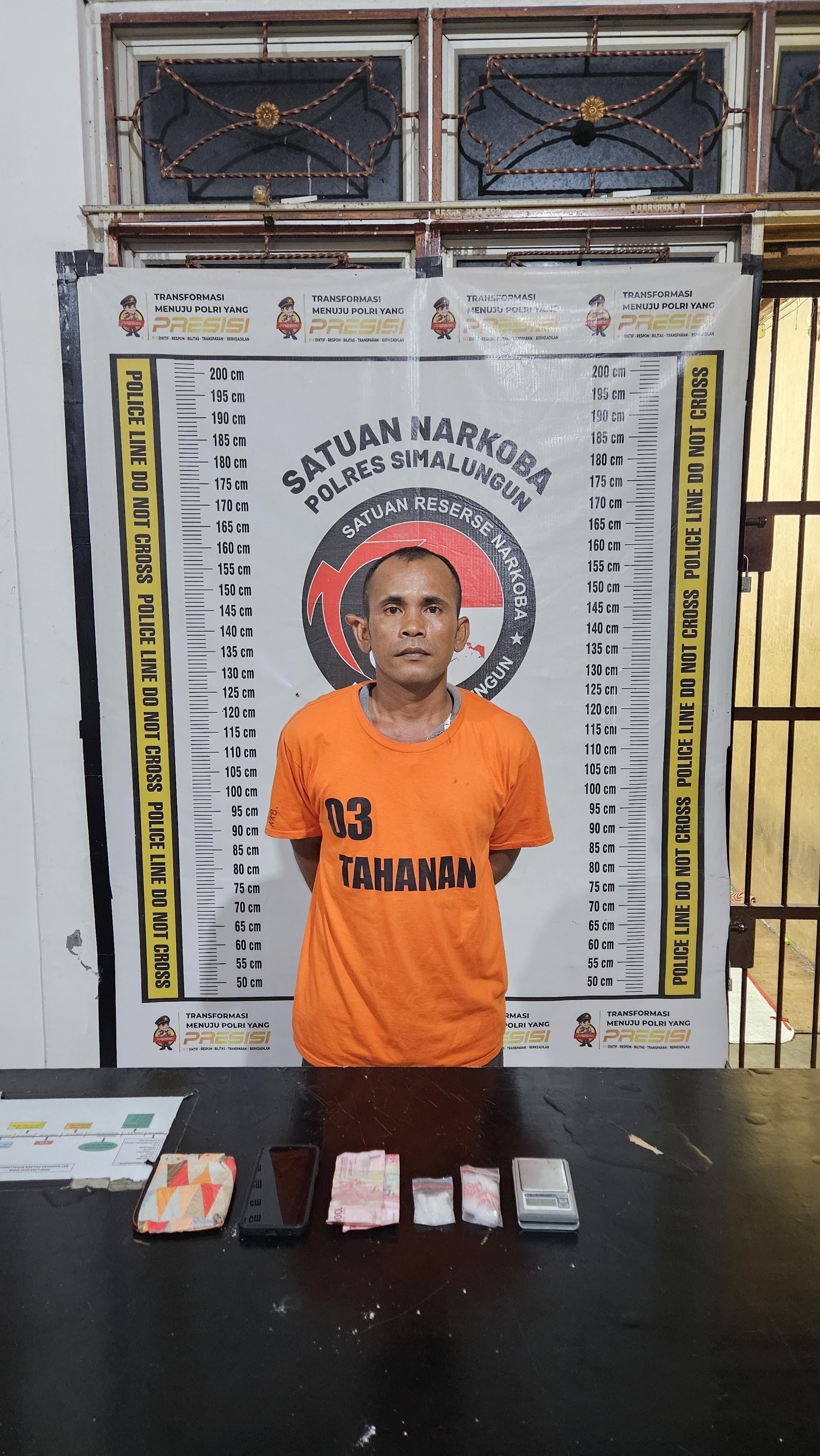 Parlindungan Siringoringo alias Patkai, pengedar sabu yang ditangkap Polres Simalungun.