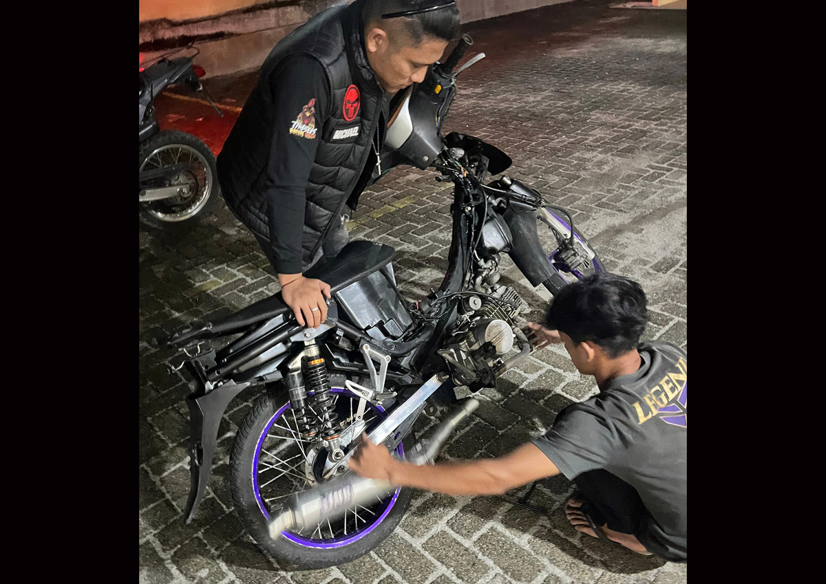 Motor berknalpot brong yang terjaring razia polisi di Pematangsiantar.