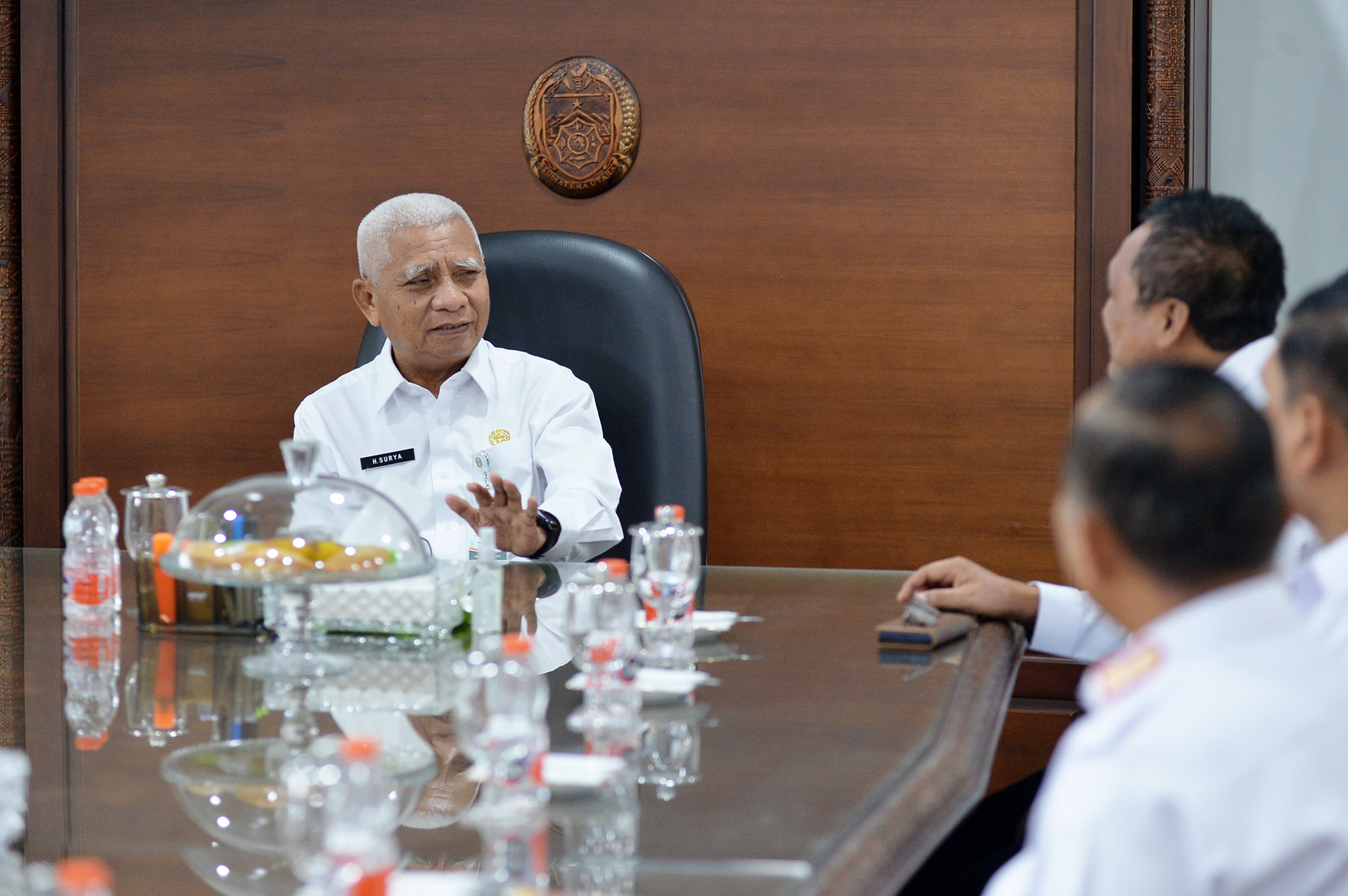 Wakil Gubernur Sumut Surya menerima audiensi Kakanwil Ditjenpas Sumut Yudi Suseno di Kantor Gubernur Sumut, Medan, Rabu (1/10/2025).