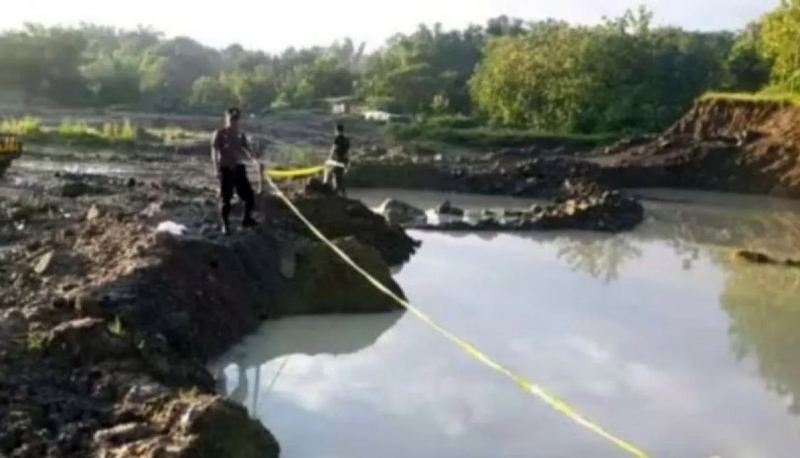 Lokasi penemuan dua anak yang tewas tenggelam.