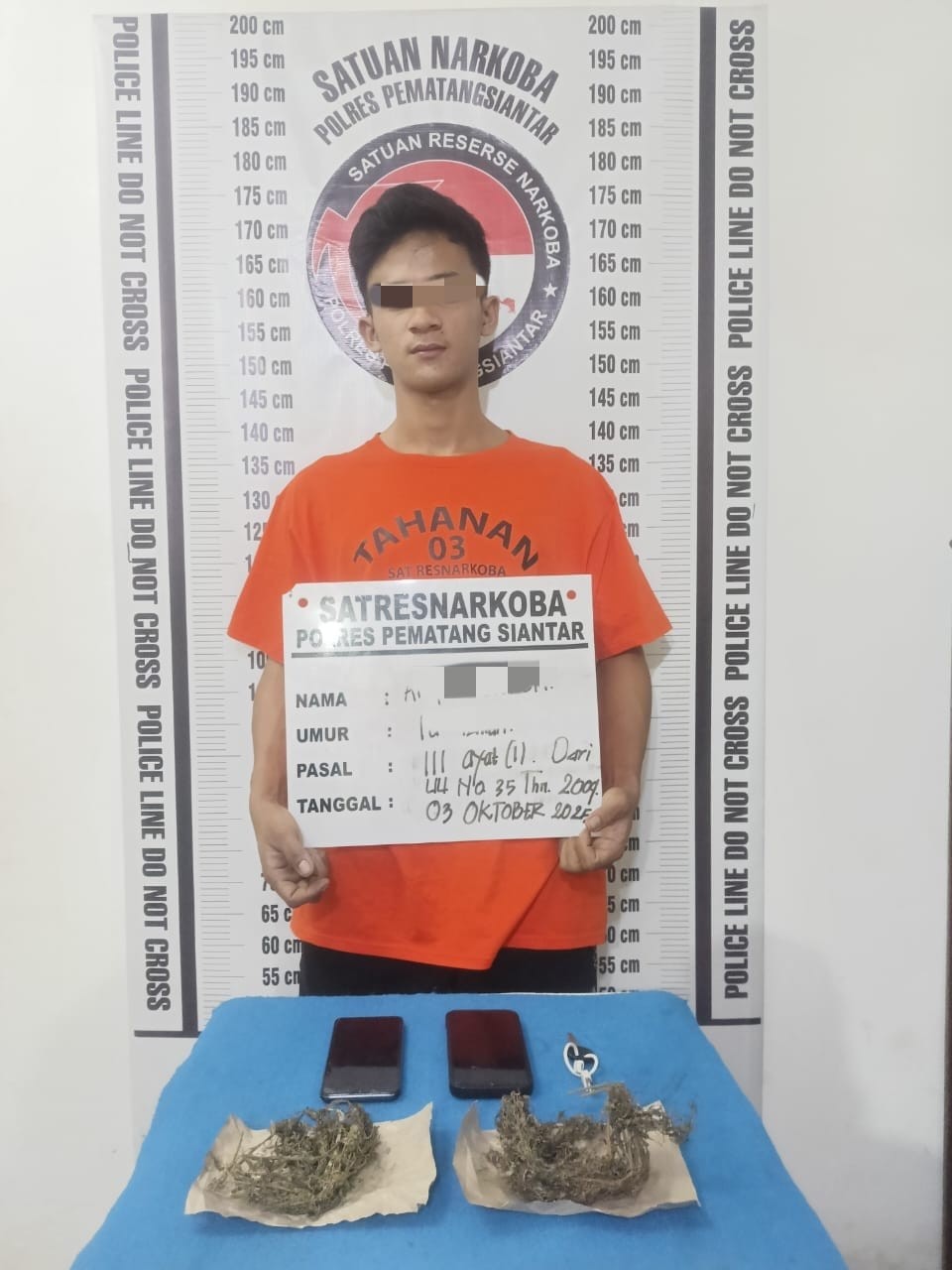 AS, remaja pemilik ganja, diamankan Sat Narkoba Polres Siantar.