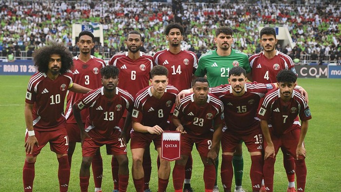 Oman vs Qatar dalam laga Kualifikasi Piala Dunia 2026 zona Asia di Jassim Bin Hamad Stadium, Doha, Rabu (8/10/2025).