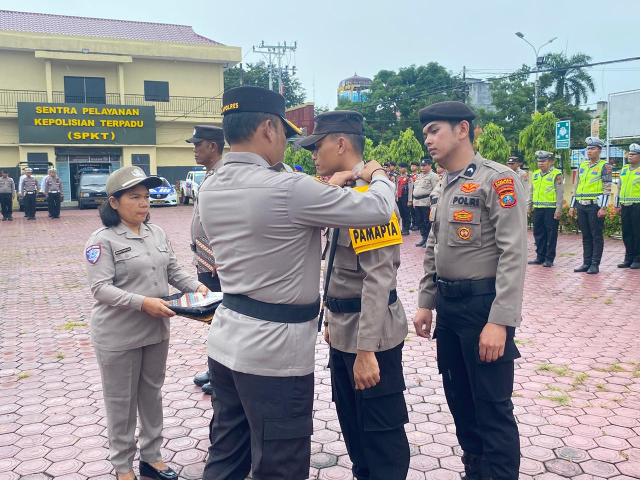 Pelantikan dan peresmian Pamapta di jajaran Polres Tanjungbalai, Senin (20/10/2025).