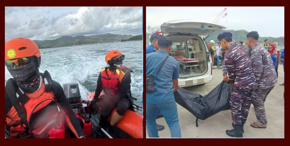 Tim SAR saat melakukan pencarian dan evakuasi korban penumpang Kapal Wira Victoria yang diduga melompat ke laut di perairan Sibolga.