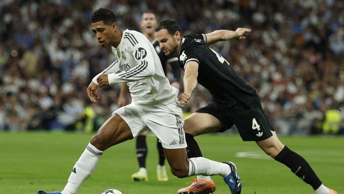 Jude Bellingham mencetak gol tunggal yang memastikan kemenangan Real Madrid atas Juventus di Santiago Bernabeu, Kamis (23/10/2025) dini hari WIB.