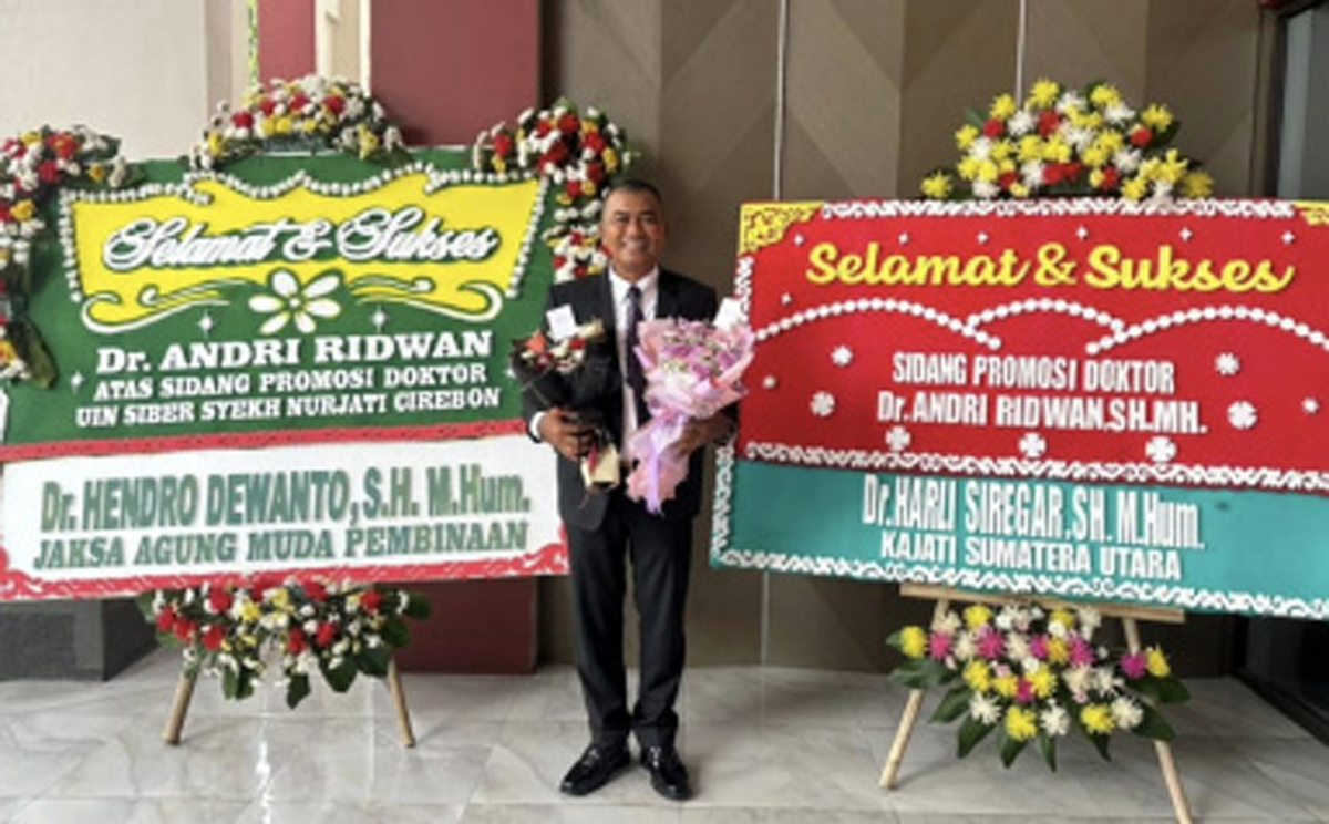 Andri Ridwan SH MH berhasil meraih gelar Doktor Hukum predikat Cumlaude, disertasi tentang Restorative Justice bagi korban narkotika.