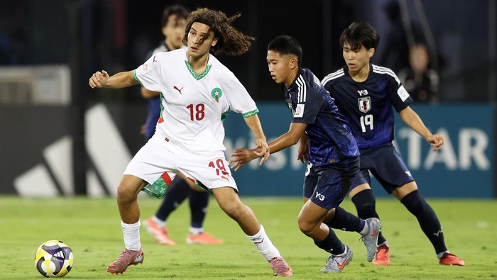 Pemain Jepang melawan Maroko di laga perdana Piala Dunia U-17 2025.