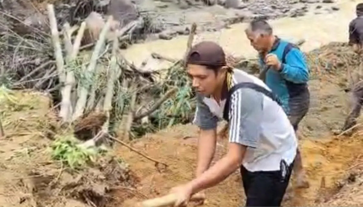 Bendungan Aek Mandurana di Saba Julu rusak berat pascabanjir bandang, ancam ratusan hektare sawah petani Sipirok, Tapsel.