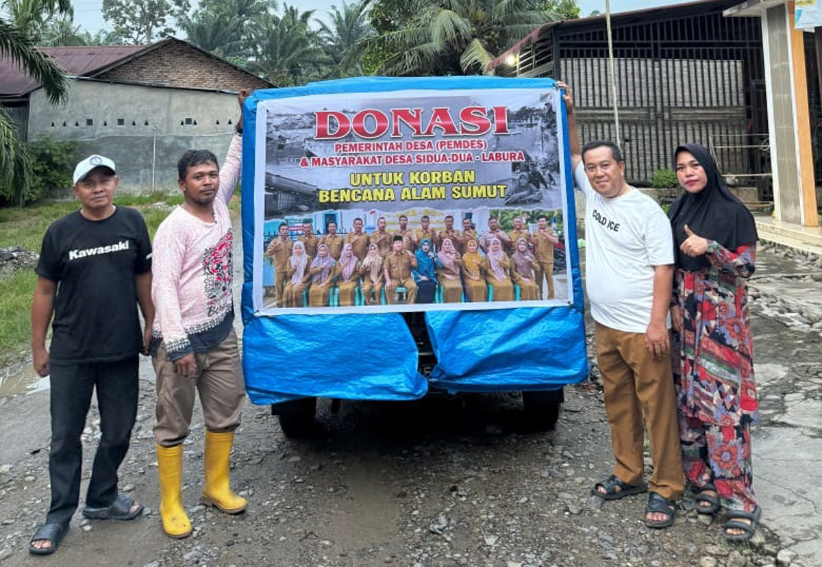Bantuan kemanusiaan yang dihimpun warga Desa Sidua-Dua sebelum diberangkatkan ke Tapsel.