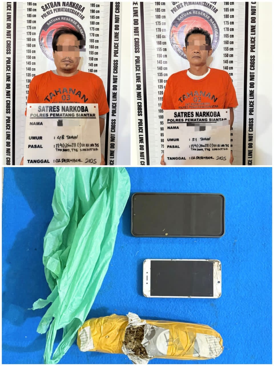 Tersangka S dan I saat diamankan petugas Sat Resnarkoba Polres Pematangsiantar.