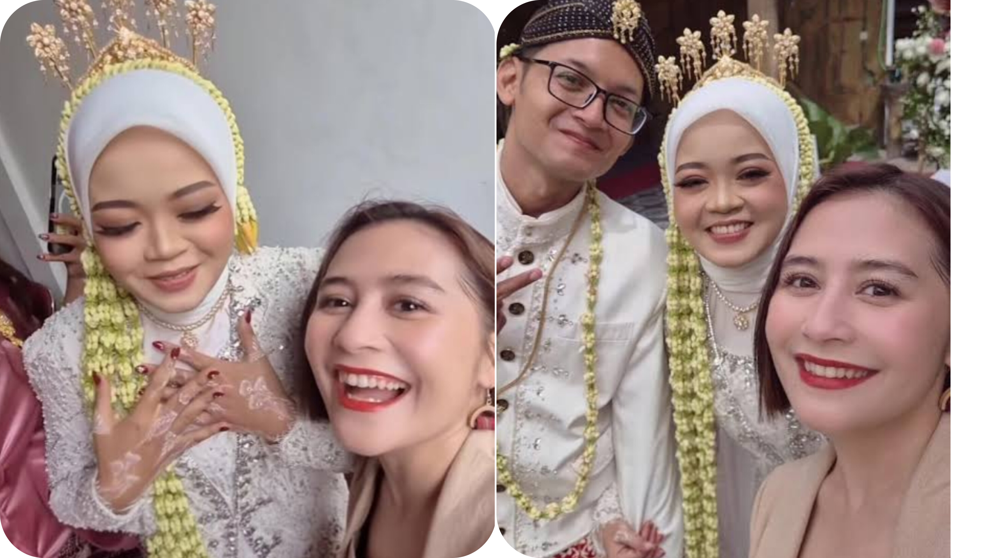 Aktris Prilly Latuconsina menghadiri akad nikah salah satu penggemarnya di Yogyakarta dan mendampingi pengantin menuju pelaminan.