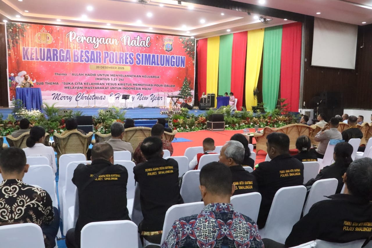 Perayaan Natal Polres Simalungun di Aula Universitas HKBP Nommensen, Pematangsiantar.