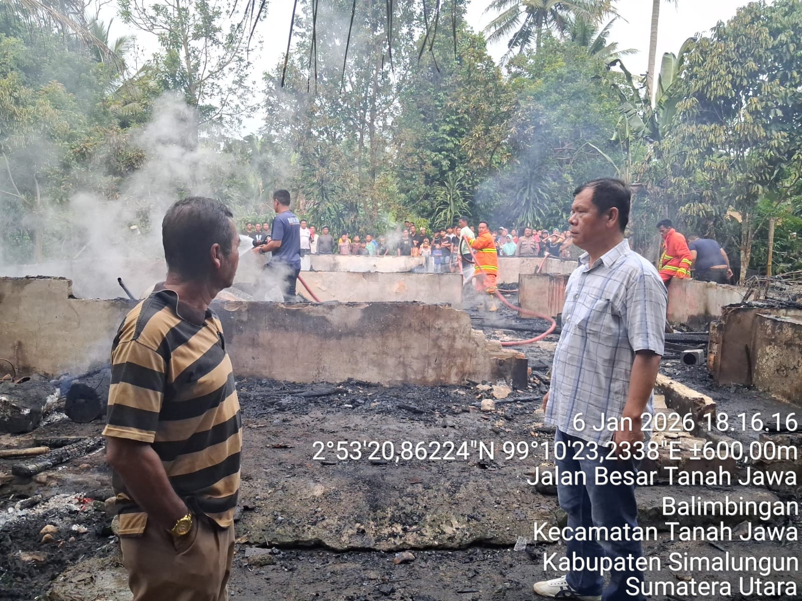 Rumah milik lansia di Kecamatan Tanah Jawa, Kabupaten Simalungun, hangus terbakar.