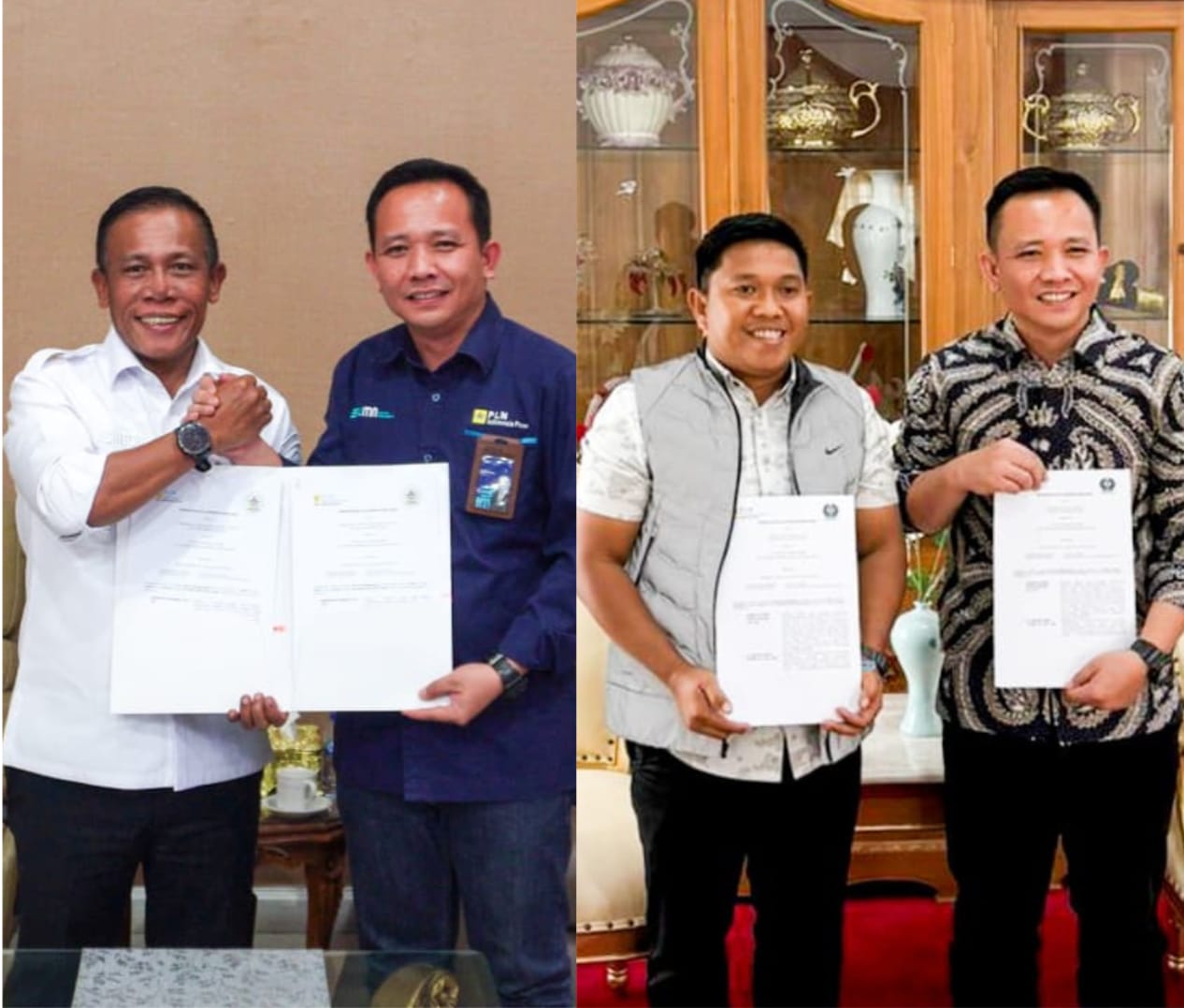 Manager PT PLN Indonesia Power UBP Labuhan Angin, Hendri Aman Purba saat melakukan penandatanganan MoU dengan Bupati Tapteng dan Wali Kota Sibolga.