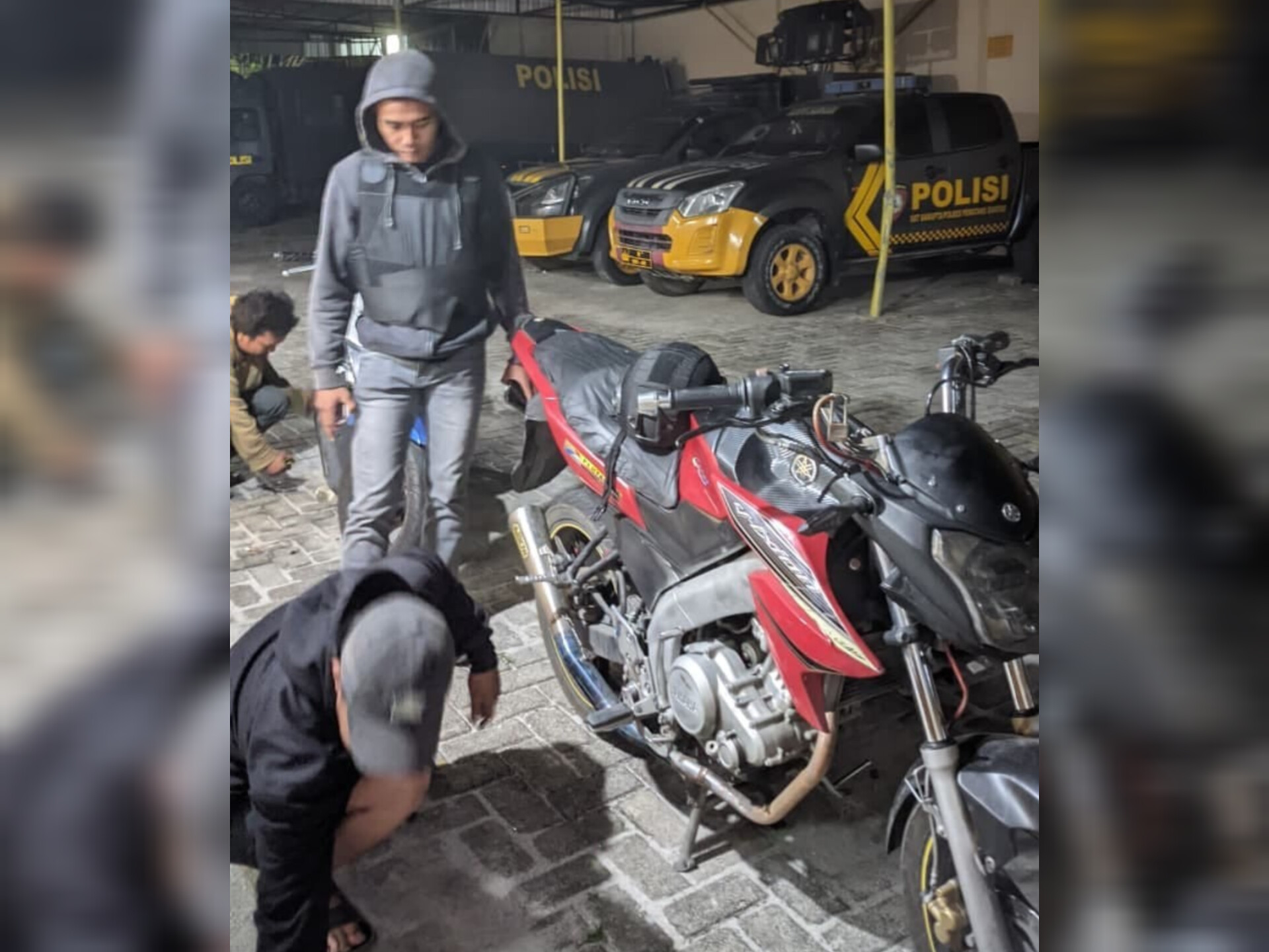 Sepeda motor yang diamankan Timsus Dayok Mirah Polres Pematangsiantar karena menggunakan knalpot brong saat patroli malam.