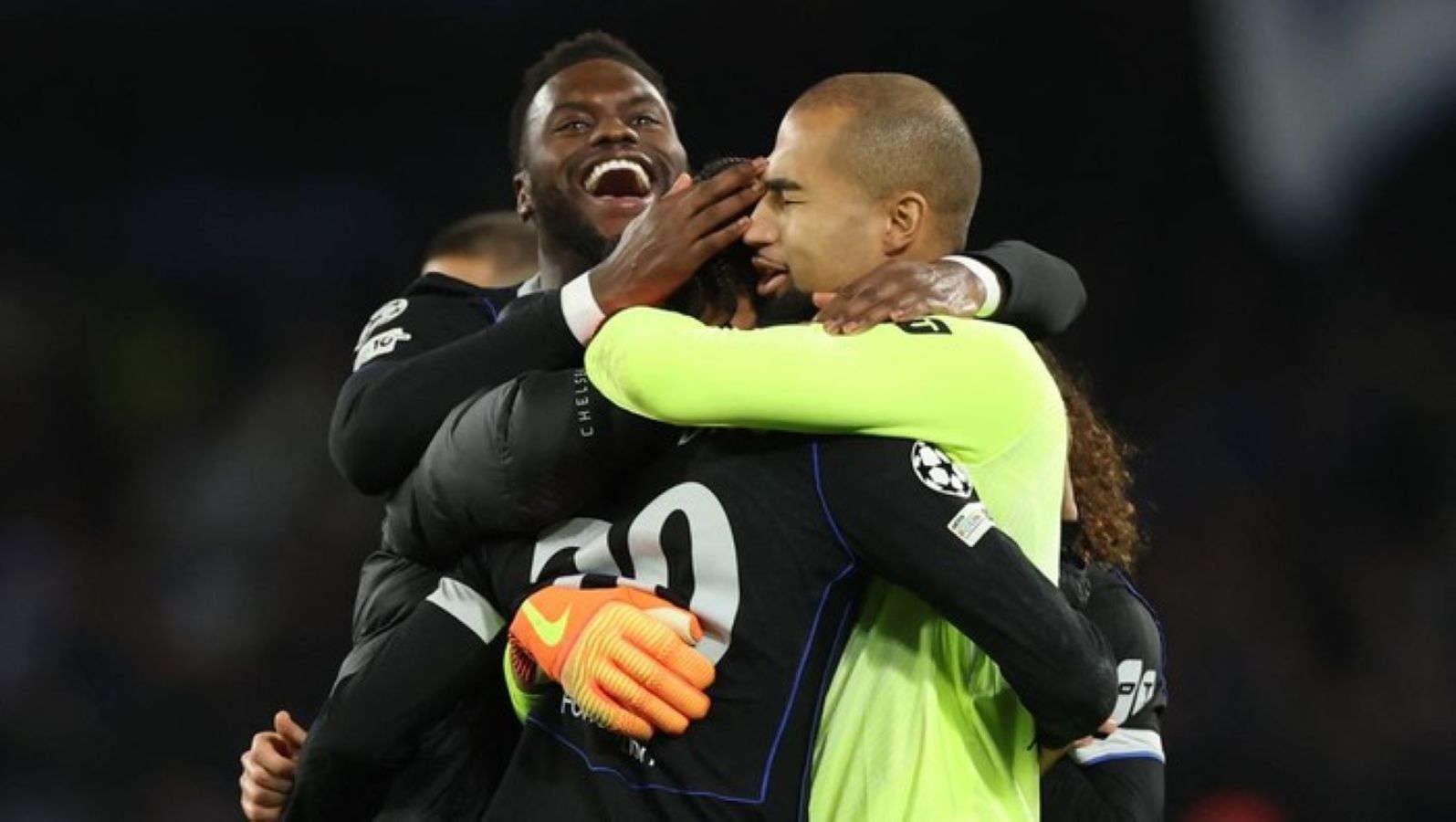 Joao Pedro merayakan gol penentu kemenangan Chelsea ke gawang Napoli pada laga Liga Champions 2025/2026 di Stadion Diego Armando Maradona.
