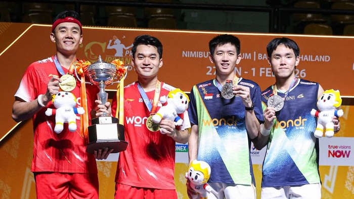Pasangan Leo Rolly Carnando / Bagas Maulana meraih gelar juara ganda putra Thailand Masters 2026 usai menaklukkan Raymond Indra / Nikolaus Joaquin di All Indonesian Final.
