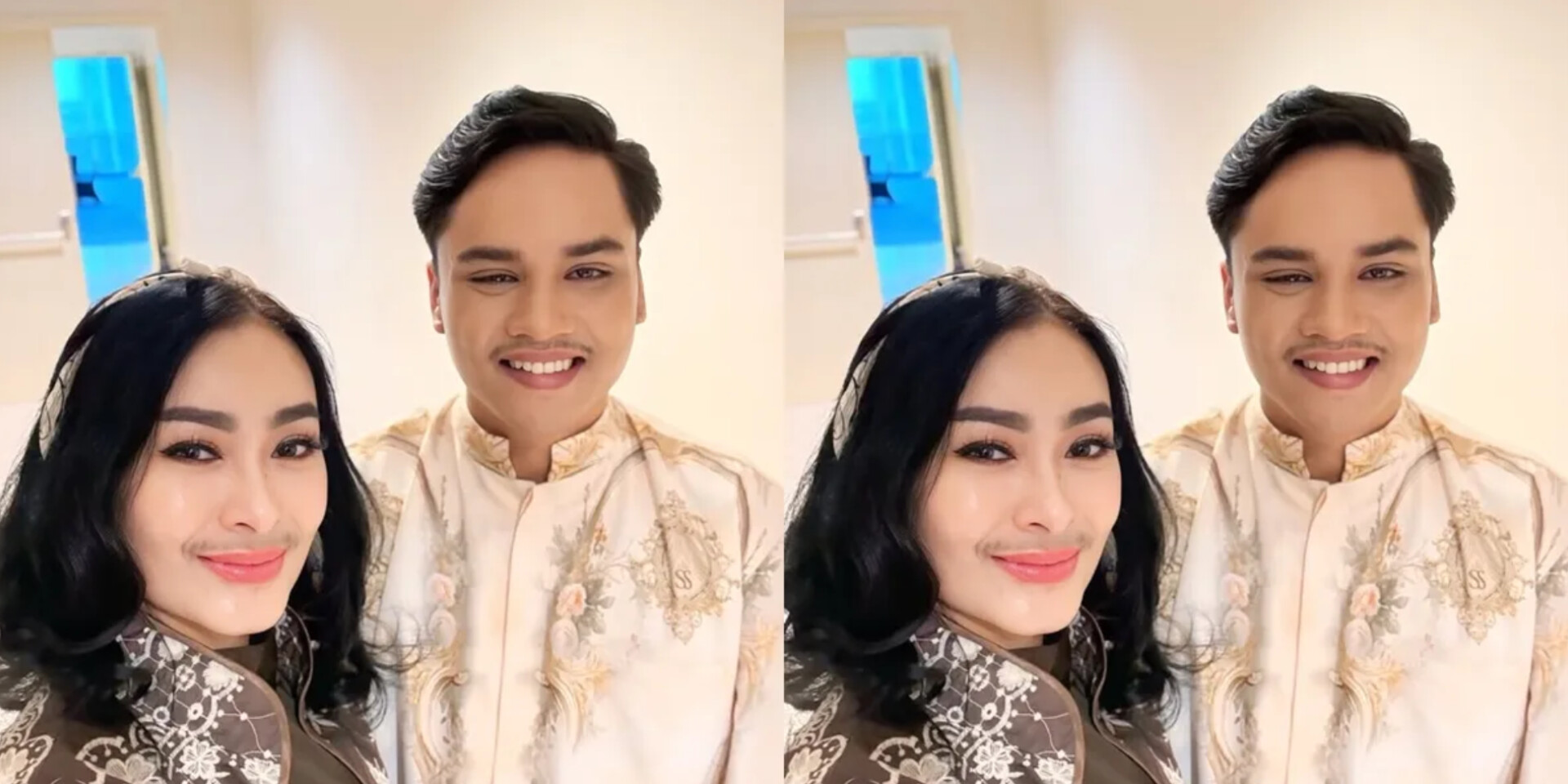 Iis Dahlia berpose bersama Ressa Rizky Rossano saat menghadiri fashion show Shella Saukia, Sabtu (31/1), yang kemudian memicu kritik warganet.