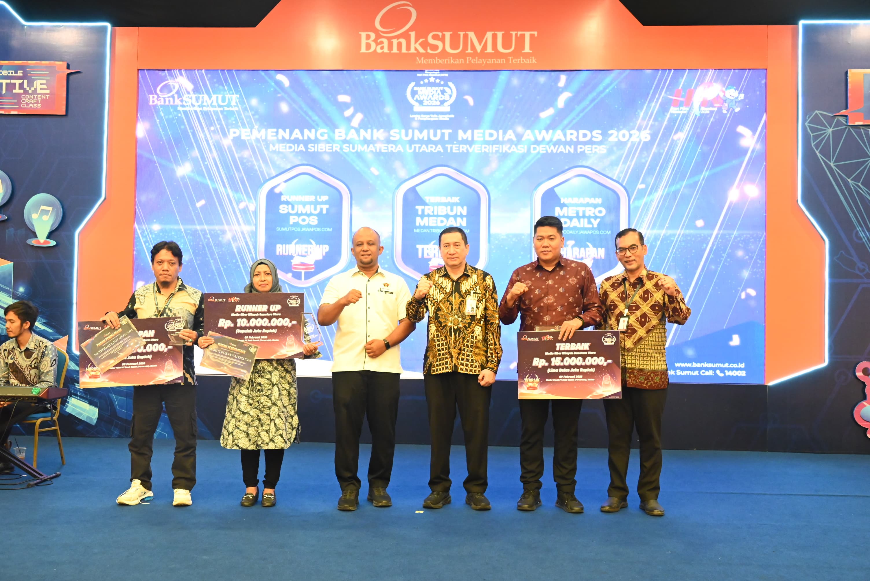 Media siber metrodaily.jawapos.com yang tergabung dalam Jawa Pos Group berhasil meraih Juara Harapan pada ajang Bank Sumut Media Awards 2026.