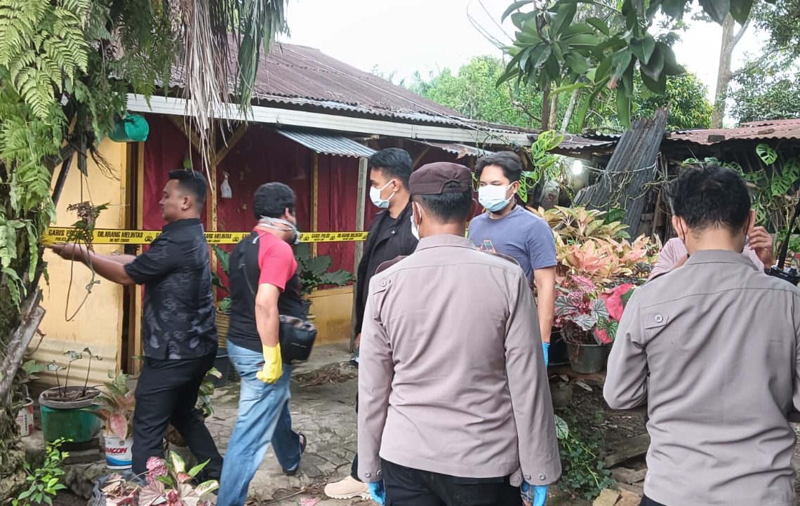 Rumah di Jalan Tuan Rondahaim Saragih, Pematangsiantar, tempat korban RT ditemukan meninggal dunia.